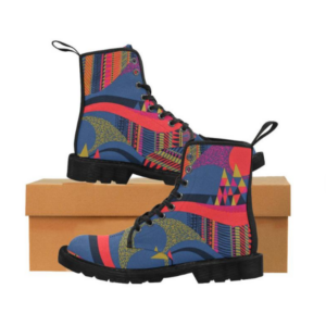 African Print Canvas Boots
