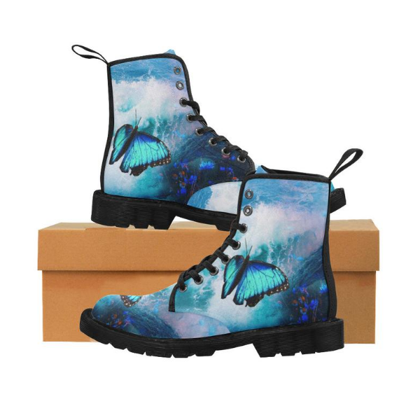 Butterfly And Sea Canvas Boots