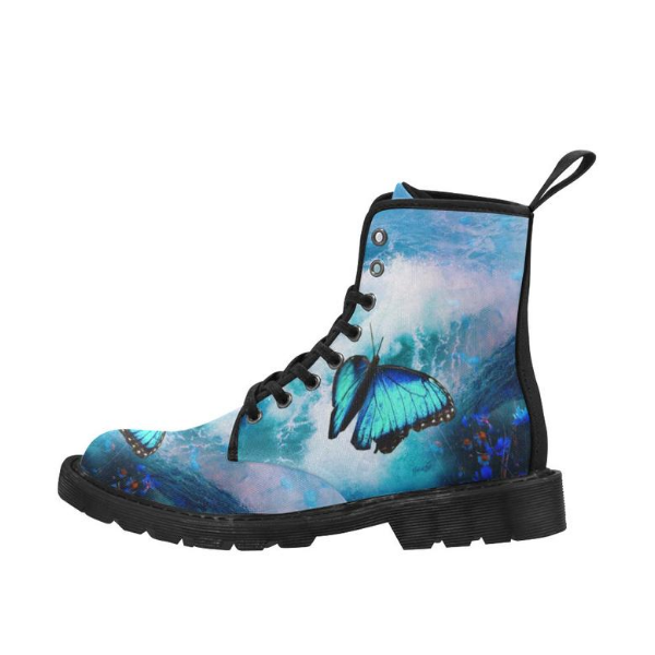 Butterfly And Sea Canvas Boots - Image 3