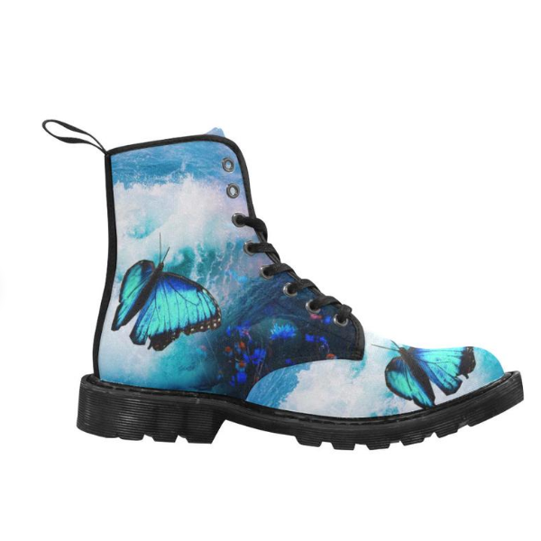Butterfly And Sea Canvas Boots - Image 2