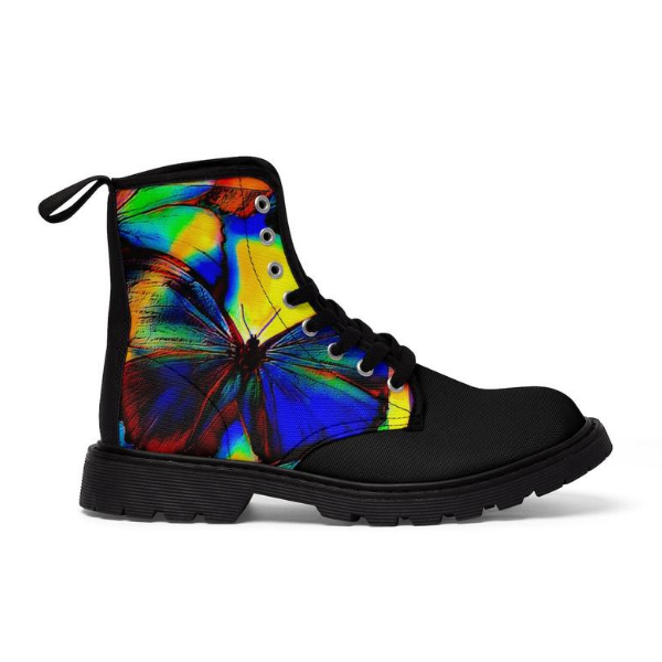 Beautiful Butterflies Black Canvas Boots - Image 2
