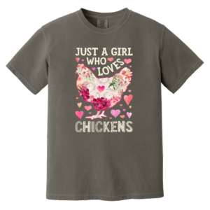 Chicken Silhouette Flower Heavyweight Garment-Dyed T-Shirt