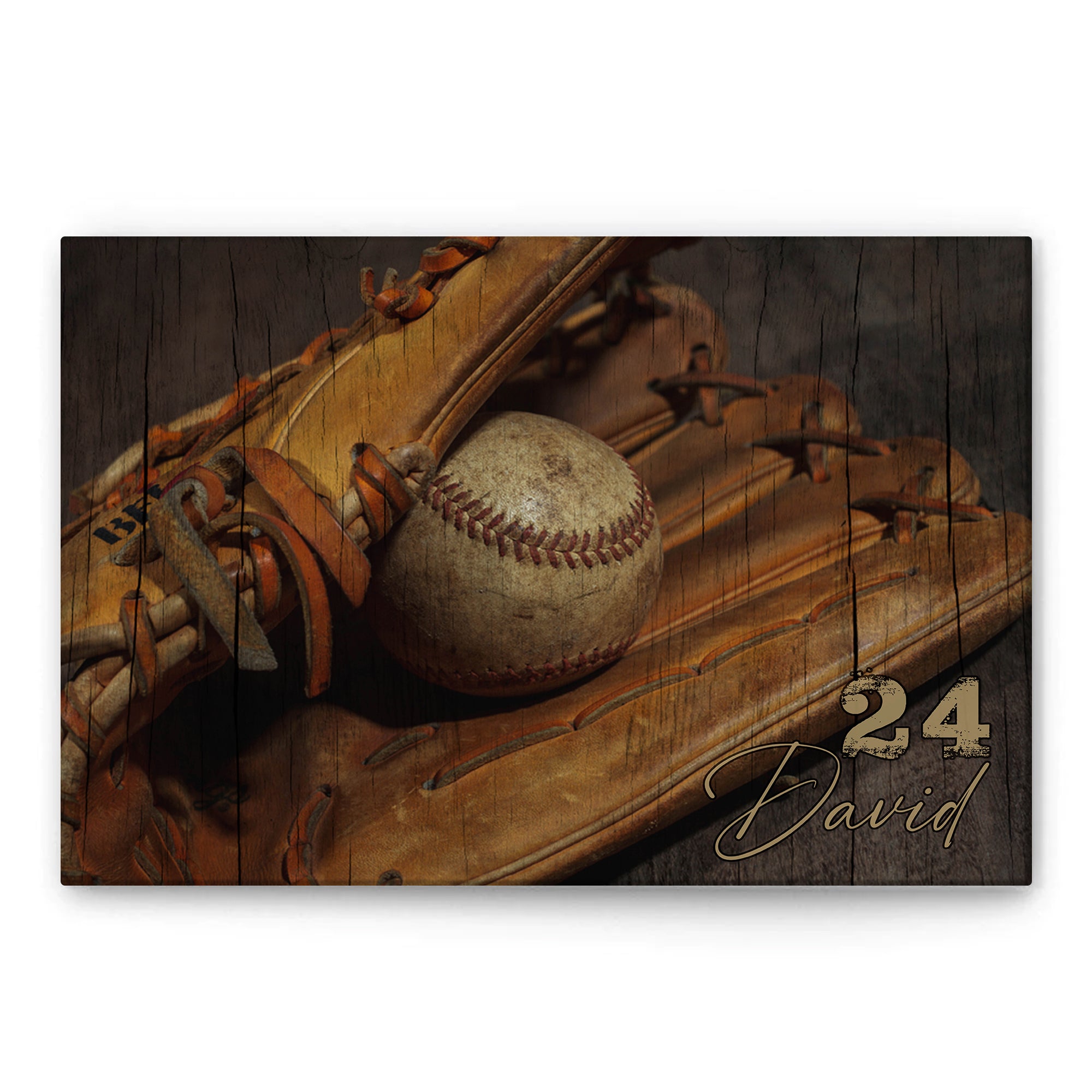 Personalized Baseball Poster & Canvas, Baseball And Gloves Vintage Wall Art, Custom Name Number Home Decor For Men, Women, Baseball Player