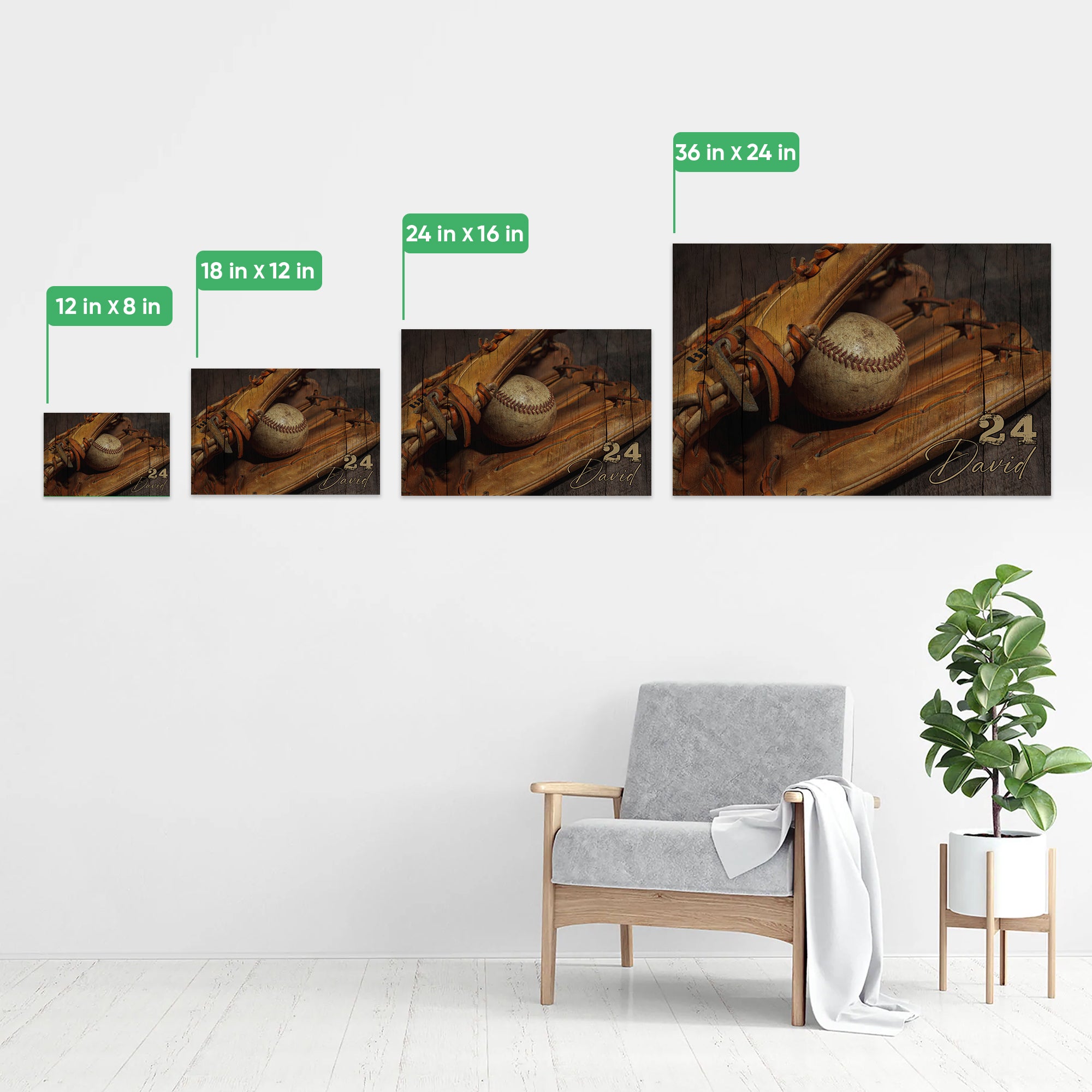 Personalized Baseball Poster & Canvas, Baseball And Gloves Vintage Wall Art, Custom Name Number Home Decor For Men, Women, Baseball Player