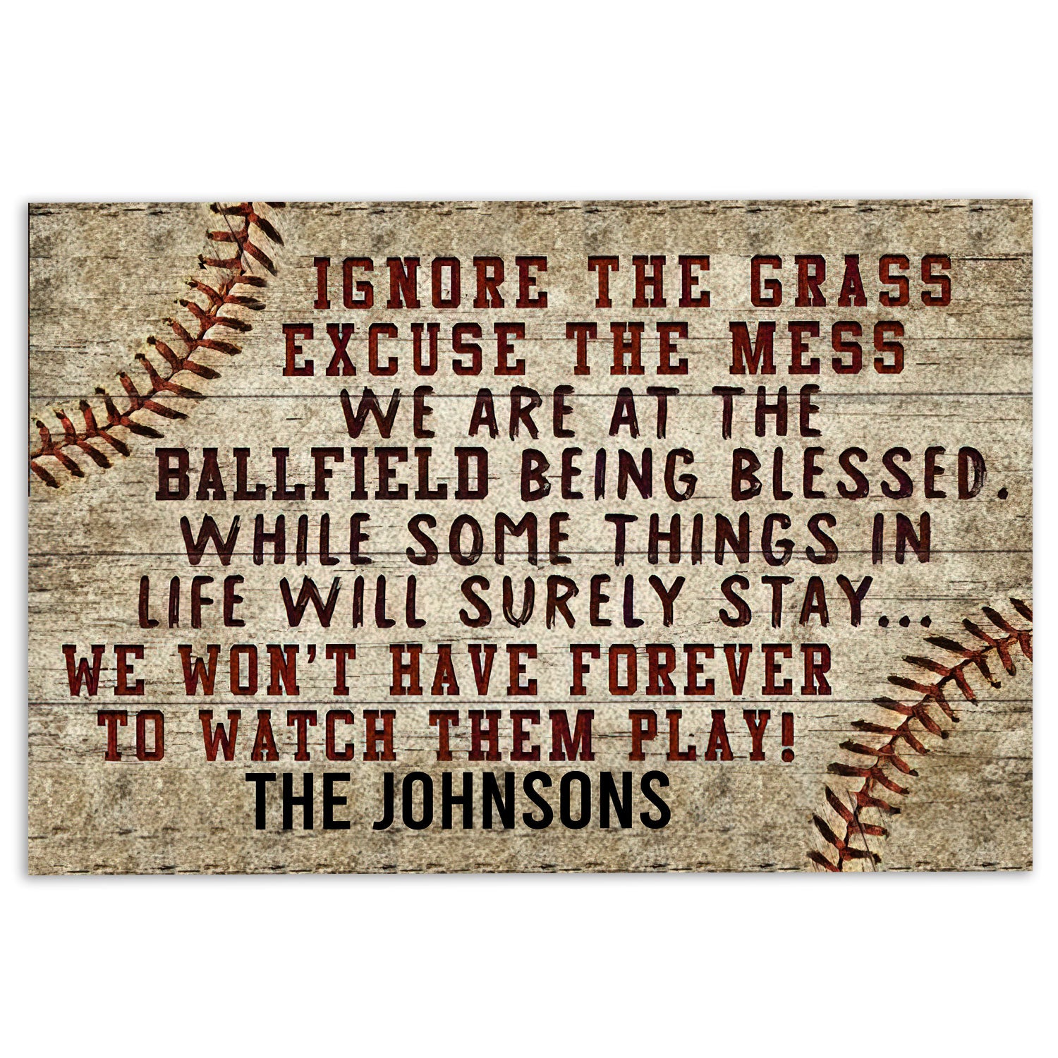 Personalized Baseball Rubber Doormat, Ignore the Grass Baseball Family Sport Welcome Doormat, Custom Name Indoor Outdoor Door Mat, Home Decor