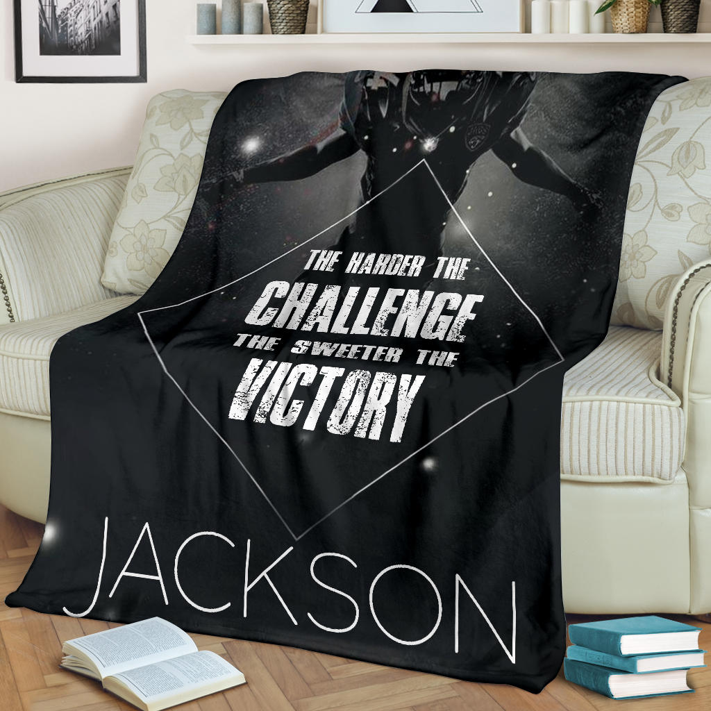 Personalized Football Blanket, American Football Boy Sherpa Fleece Blanket, Custom Name Soft Cozy Plush Throw Blanket