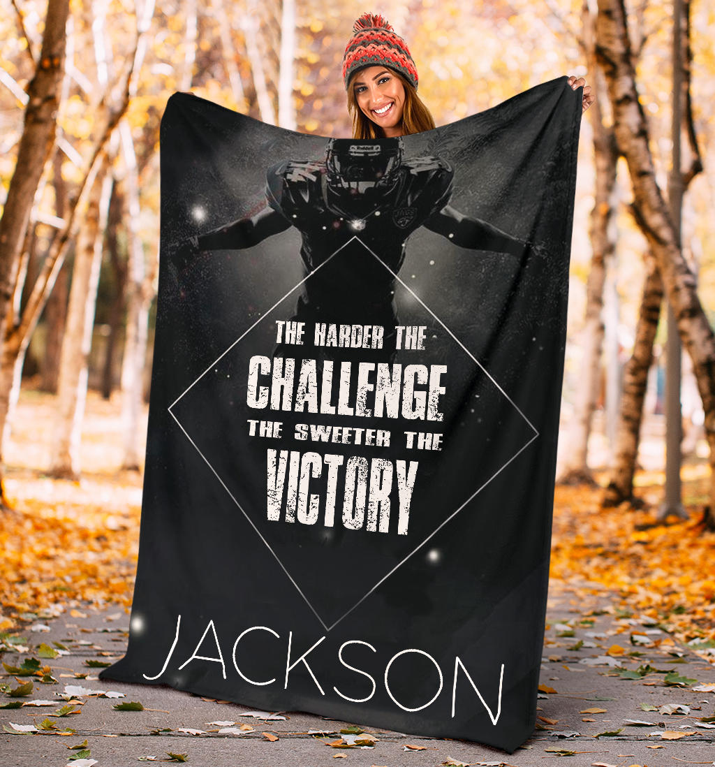 Personalized Football Blanket, American Football Boy Sherpa Fleece Blanket, Custom Name Soft Cozy Plush Throw Blanket