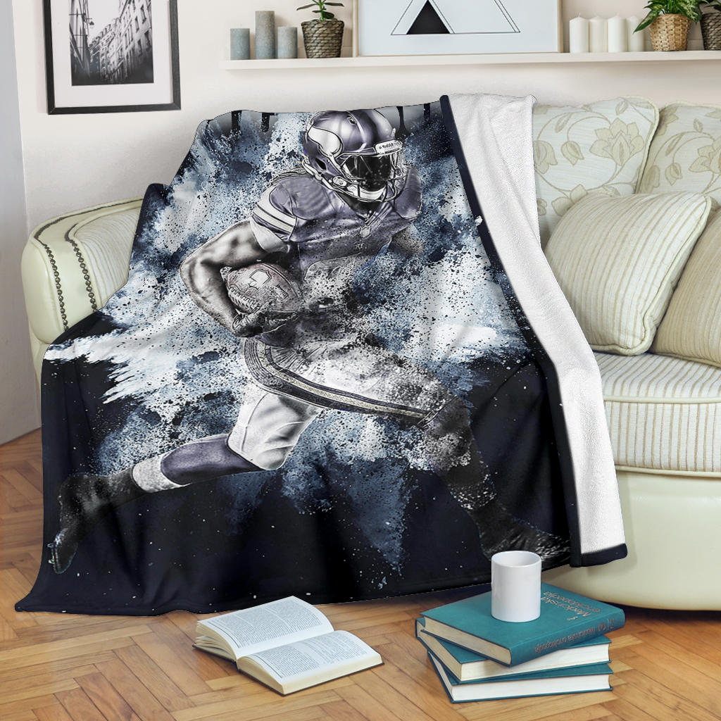 Personalized Football Blanket, American Football Boy Sherpa Fleece Blanket, Custom Name Soft Cozy Plush Throw Blanket