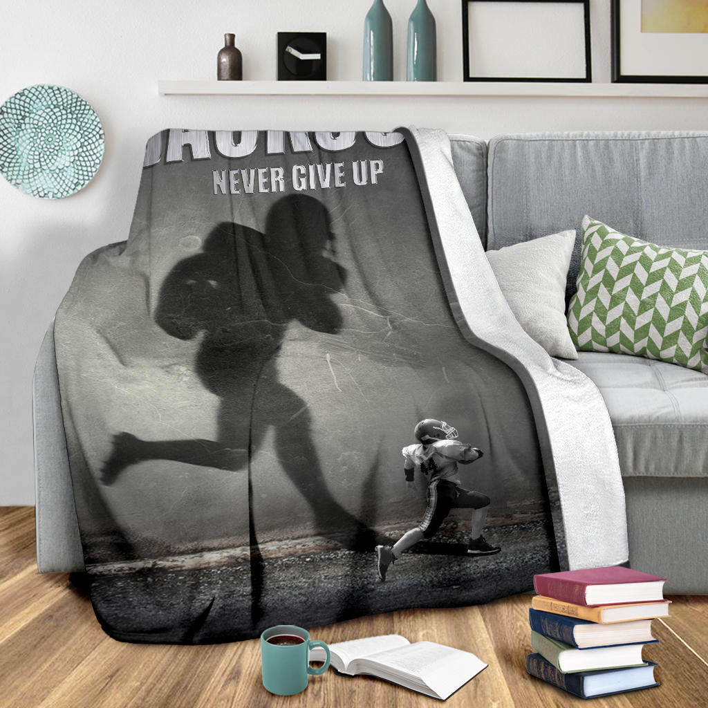 Personalized Football Blanket, American Football Boy Sherpa Fleece Blanket, Custom Name Soft Cozy Plush Throw Blanket