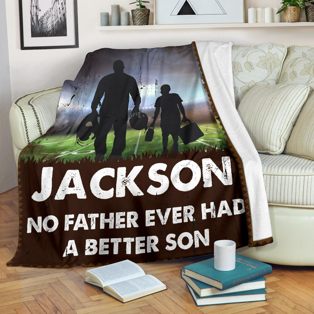 Personalized Football Blanket, American Football Boy Sherpa Fleece Blanket, Custom Name Soft Cozy Plush Throw Blanket