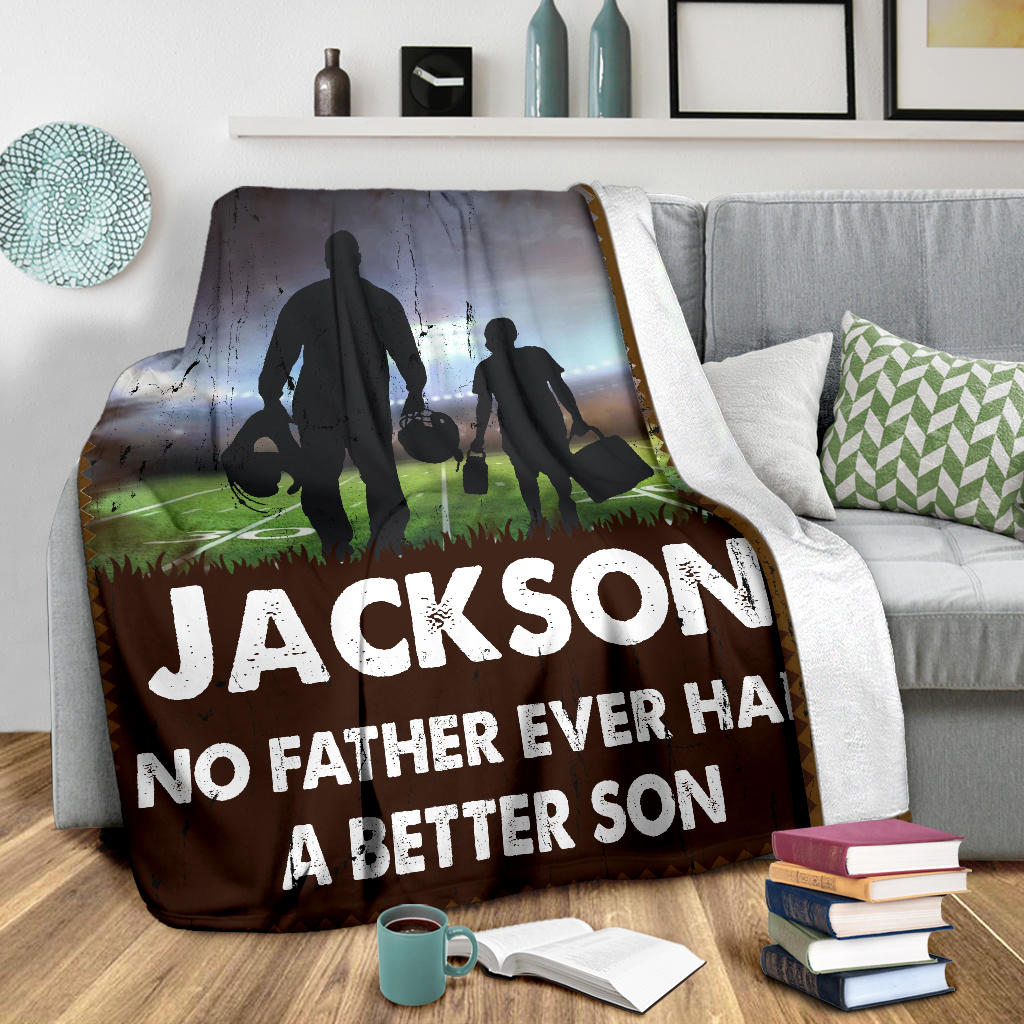 Personalized Football Blanket, American Football Boy Sherpa Fleece Blanket, Custom Name Soft Cozy Plush Throw Blanket