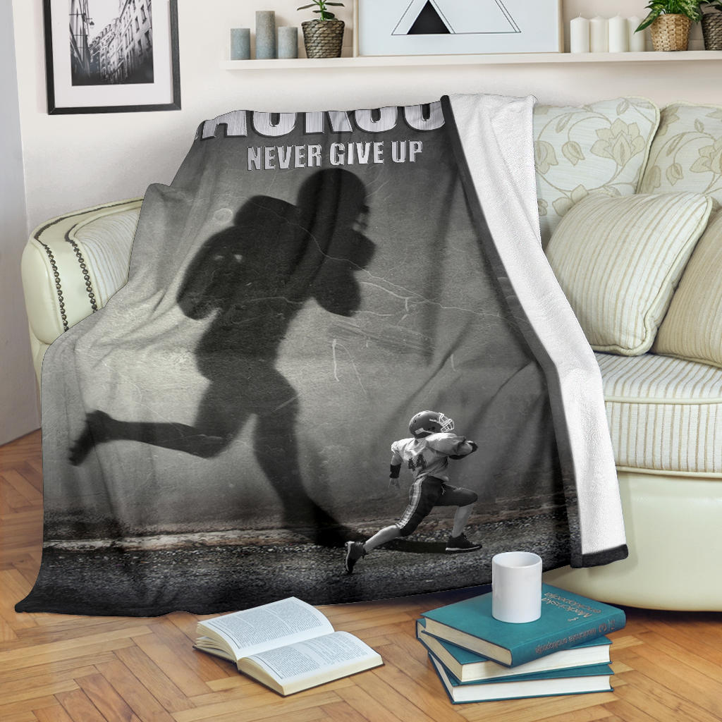 Personalized Football Blanket, American Football Boy Sherpa Fleece Blanket, Custom Name Soft Cozy Plush Throw Blanket