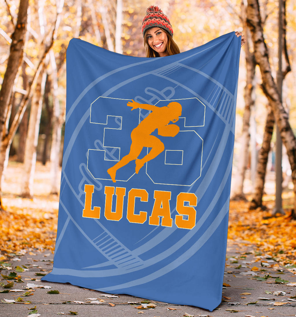 Personalized Football Blanket, American Football Boy Sherpa Fleece Blanket, Custom Name Soft Cozy Plush Throw Blanket