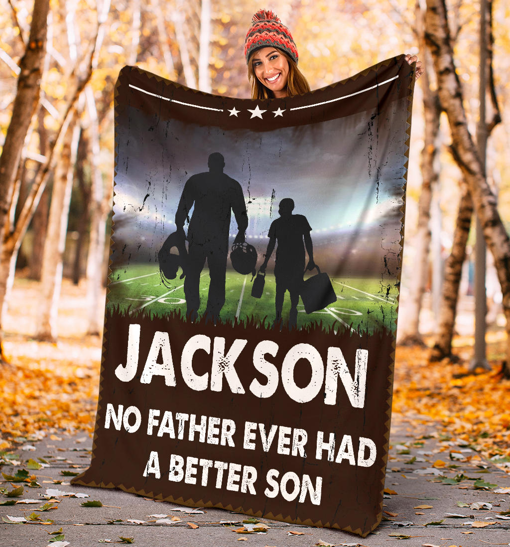 Personalized Football Blanket, American Football Boy Sherpa Fleece Blanket, Custom Name Soft Cozy Plush Throw Blanket