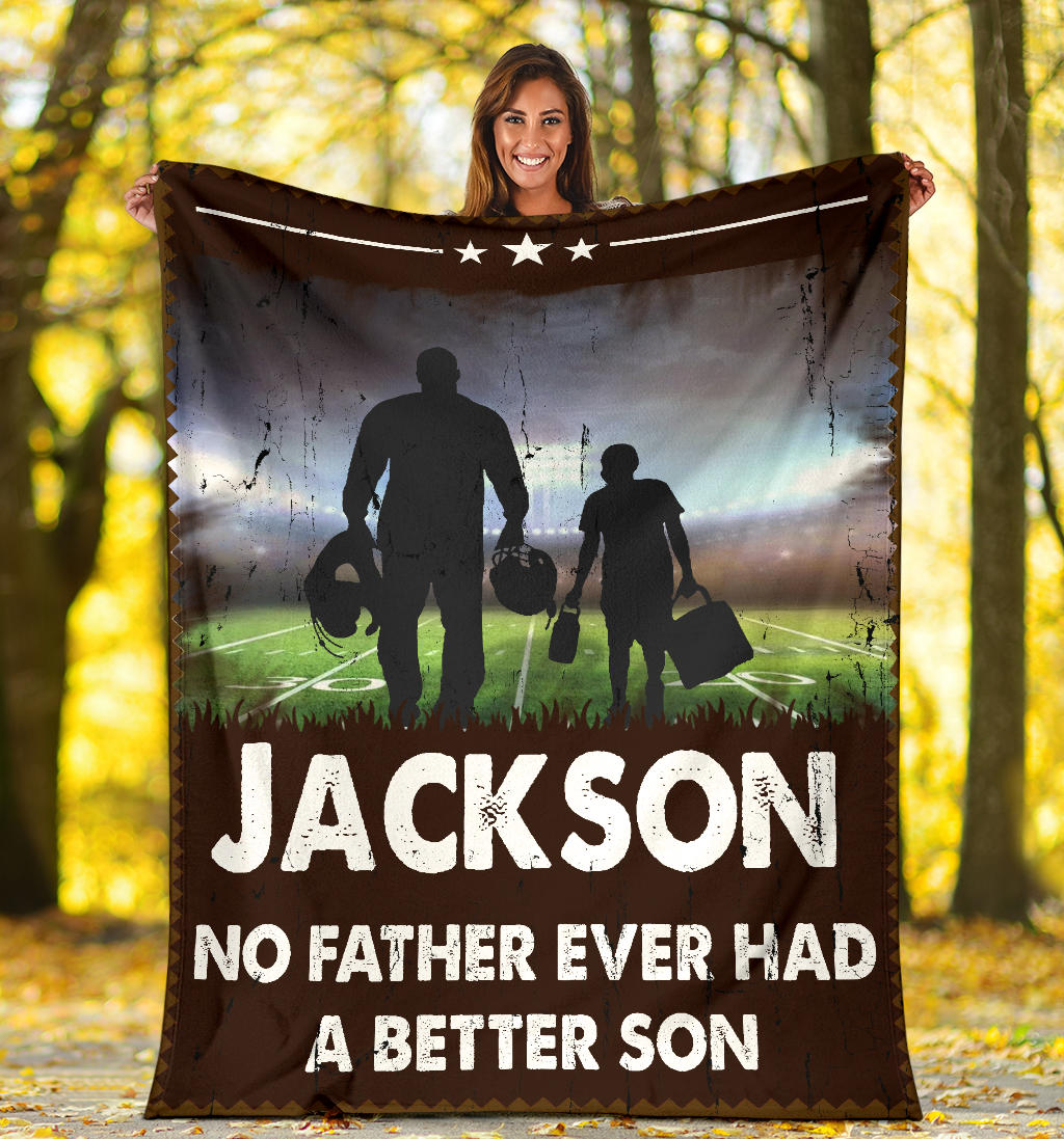 Personalized Football Blanket, American Football Boy Sherpa Fleece Blanket, Custom Name Soft Cozy Plush Throw Blanket