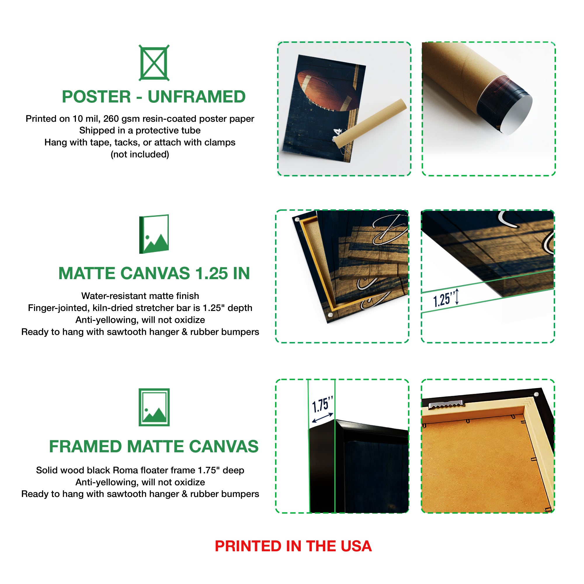 Personalized Football Poster & Canvas, Football Ball Vintage Wall Art, Custom Name Number Home Decor For Son, Football Player