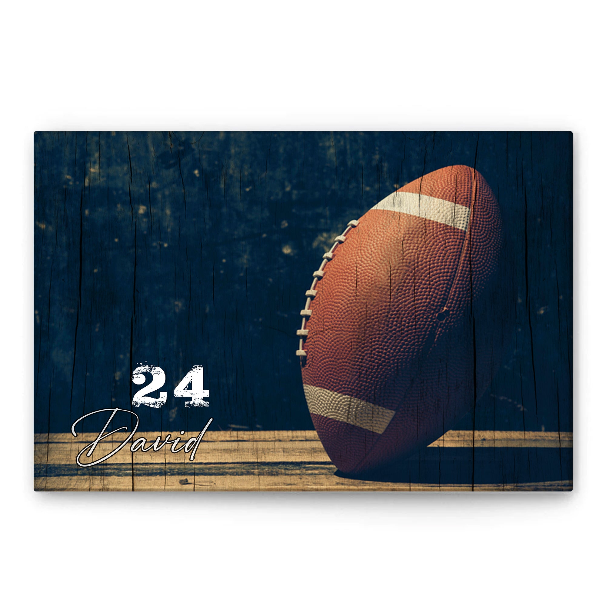 Personalized Football Poster & Canvas, Football Ball Vintage Wall Art, Custom Name Number Home Decor For Son, Football Player