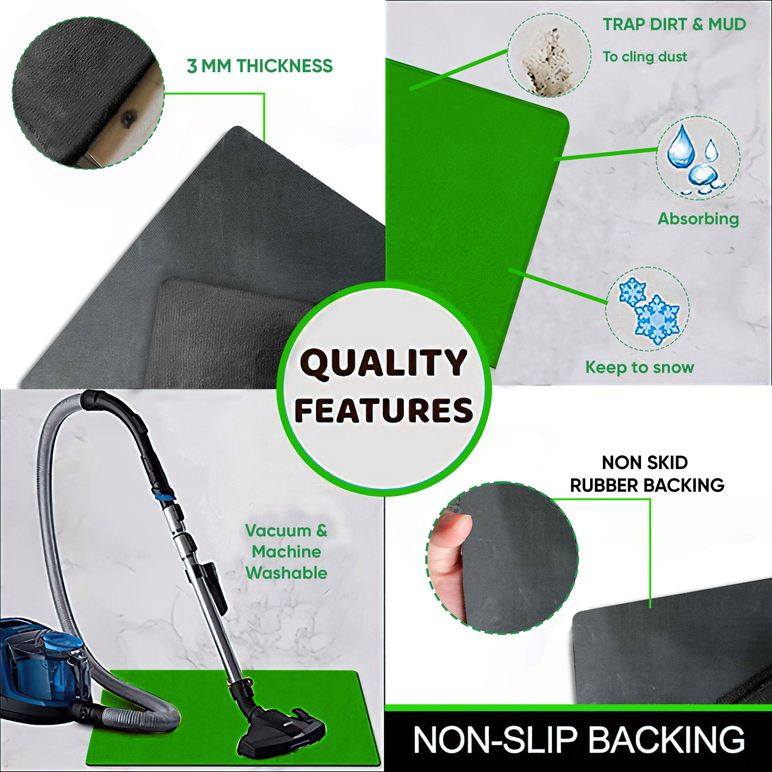 Soccer Rubber Doormat, Peace Love Soccer Unique Gift For Sport Lover Grey Pattern Welcome Doormat, Indoor Outdoor Door Mat, Home Decor